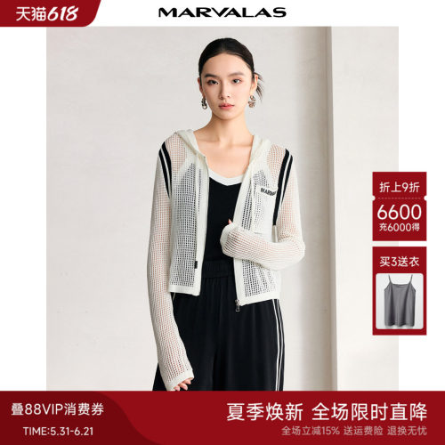 曼德诗拉链连帽毛织开衫