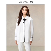 商场同款 曼德诗全棉衬衫 2026春季 新款 花朵撞色浪漫设计感衬衣