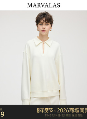 【商场同款】Marvalas2026春季新款卫衣宽松POLO领上衣M61W0532
