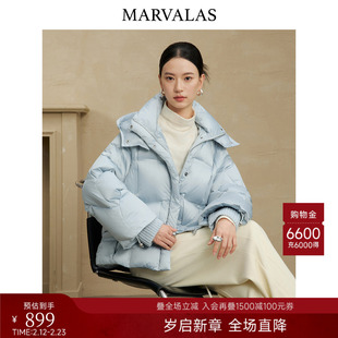 曼德诗短款羽绒服2025冬季新款时尚连帽设计面包服蓬松保暖外套女