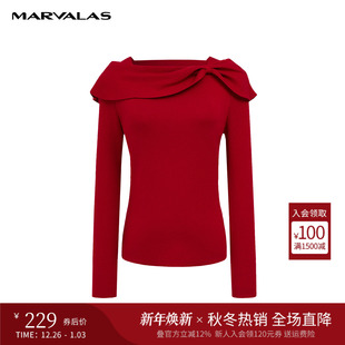 羊毛设计感领口时尚 新款 上衣 2025秋季 曼德诗毛针织衫