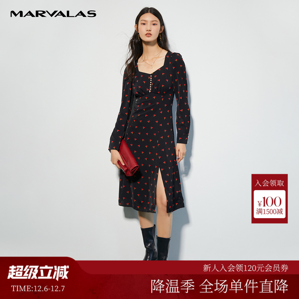 曼德诗气质通勤连衣裙