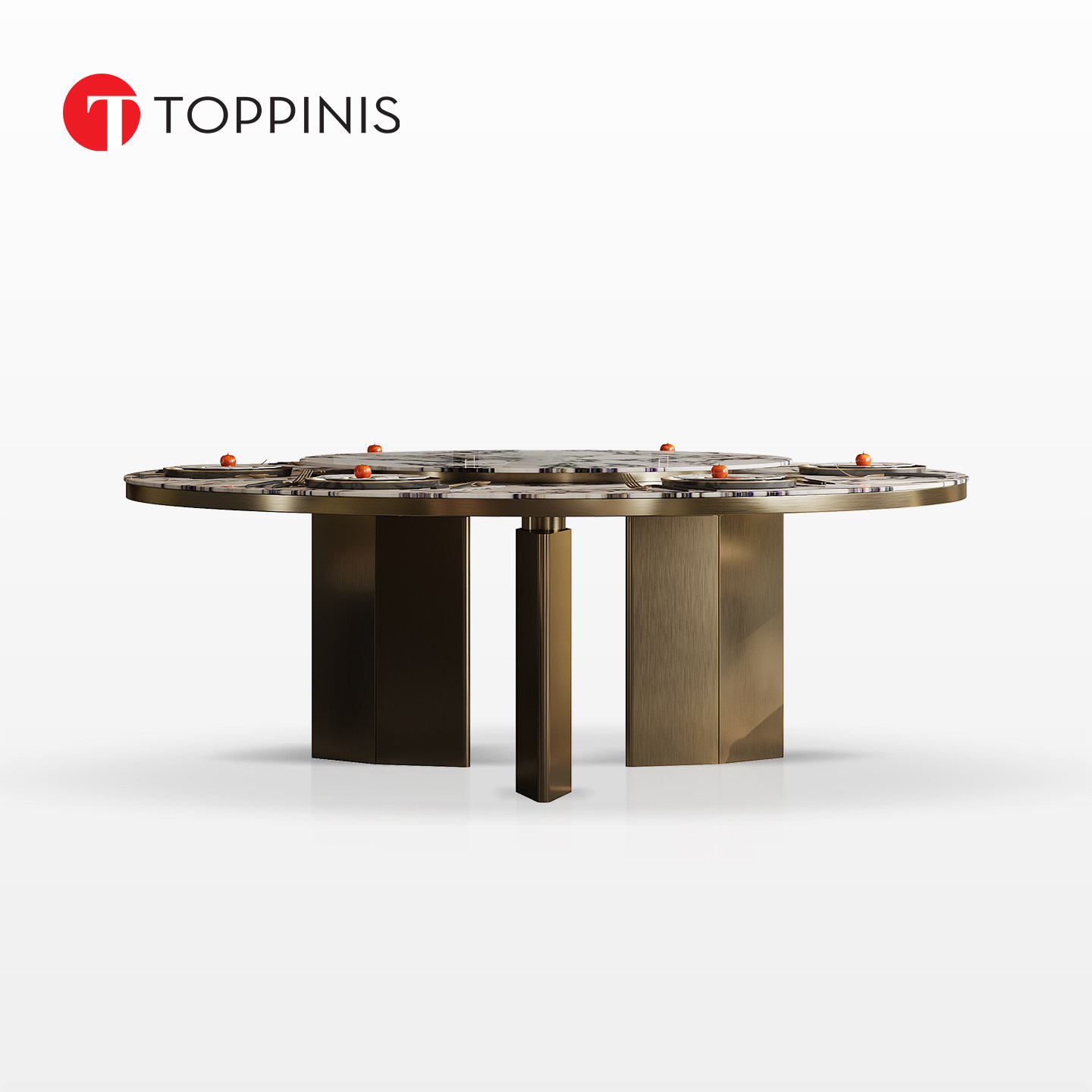 Toppinis意式轻奢天然奢石转盘餐桌别墅大平层家用高端大理石餐桌,住宅家具,大理石餐桌,淘宝优惠券,粉丝福利购,淘宝优惠卷