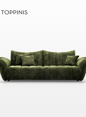 Toppinis意式极简绿色花瓣布艺沙发 高端轻奢客厅雪尼尔布艺沙发