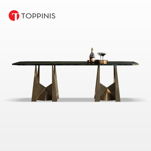 长方形奢石饭桌家用餐桌 Toppinis天然大理石餐桌轻奢高端别墅新款