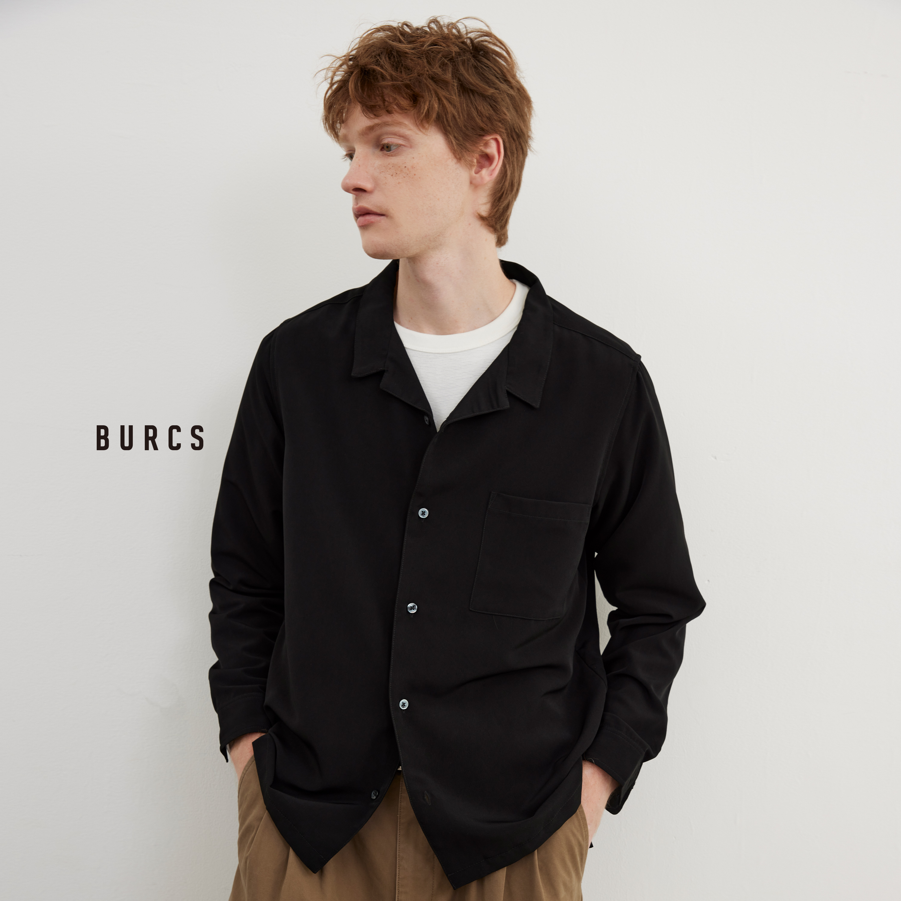 burcs古巴领蚕丝触感雅致衬衫