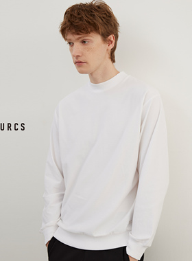 BURCS秋冬保暖半高领双面针织简约基础打底长袖T恤卫衣