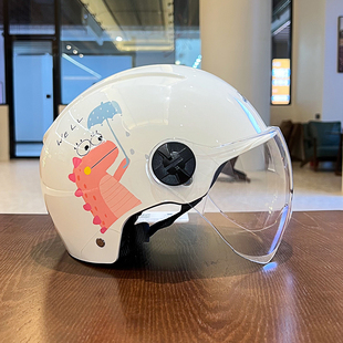 电动车头盔3C认证半盔四季通用卡通可爱恐龙四季款安全帽透气防晒