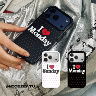 原创设计手机壳 情绪决定 13保护套磁吸苹果iPhone波点爱心黑框保护套 贝贝壳17promax16 NICE2EATU