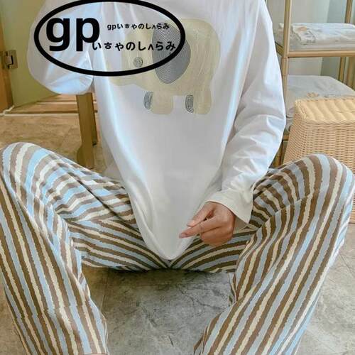 日本gp睡衣男士纯棉条纹家居服