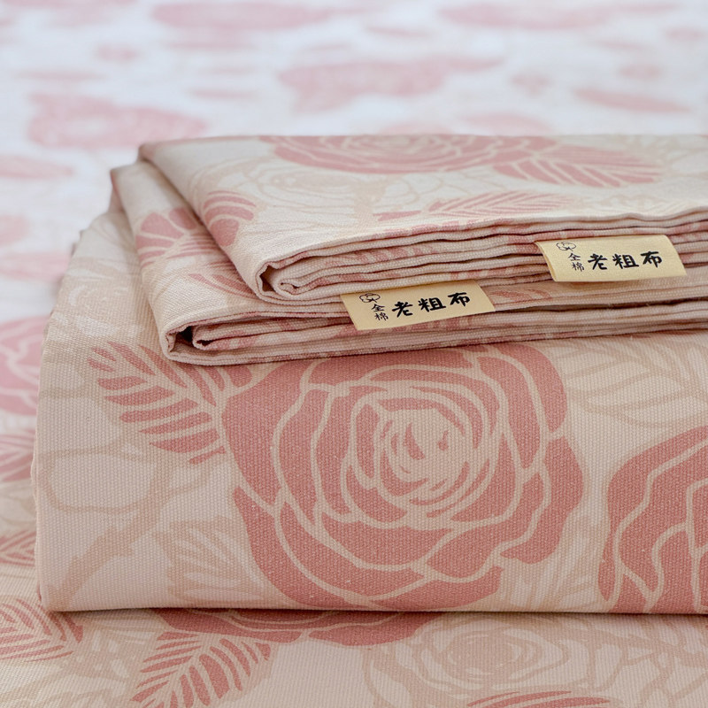 老粗布床单单件纯棉100全棉床笠罩三件套加厚宿舍单人床垫保护套