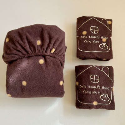 A类羊咩绒牛奶绒床笠三件套