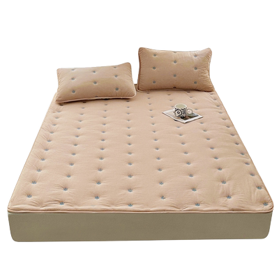 水洗棉床褥护垫刺绣大豆