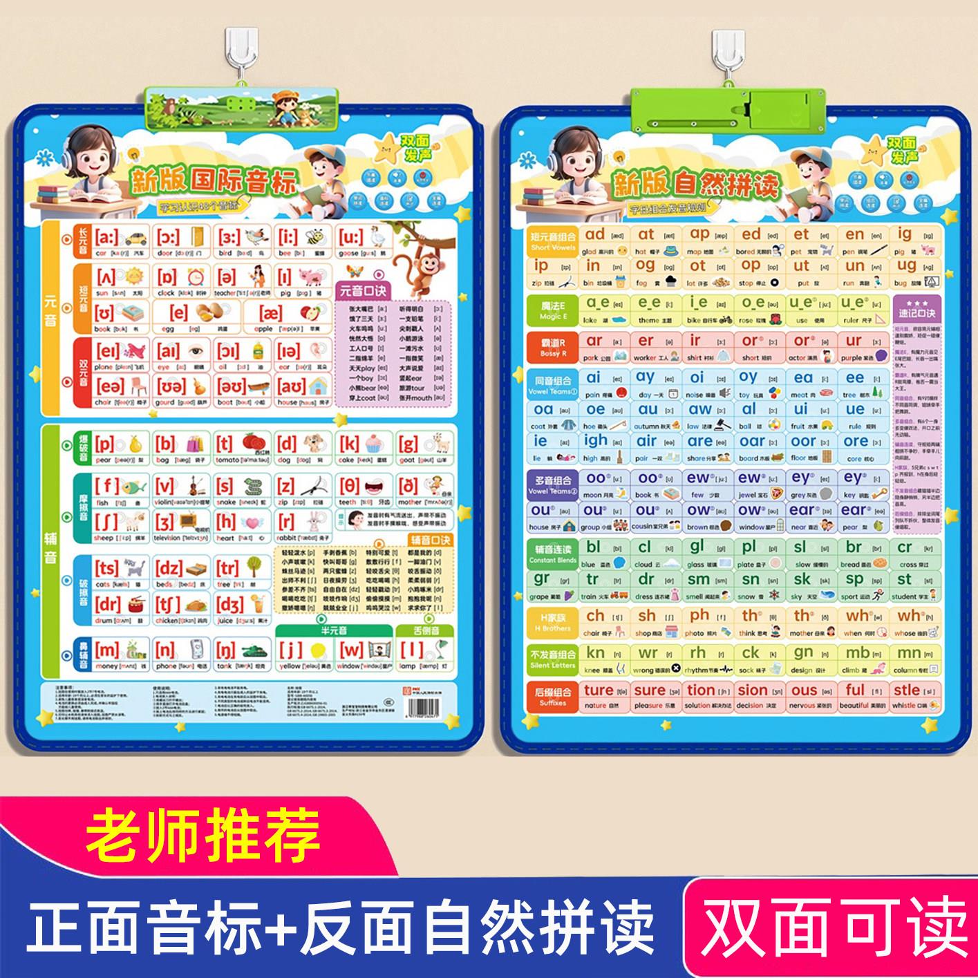 48个国际音标有声挂图三年级小学英语音标和自然拼读发音规则表