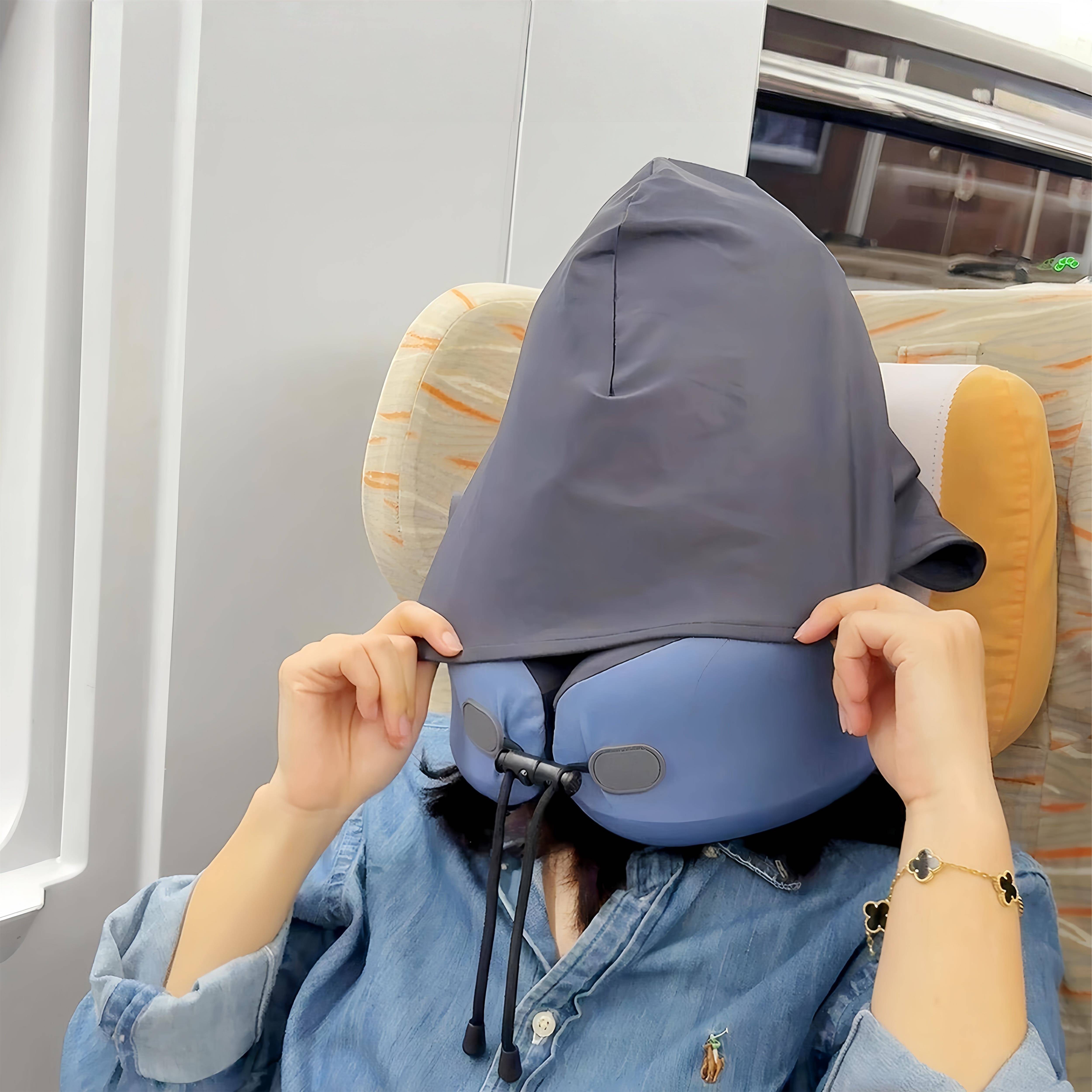 u型枕旅行枕连帽可携式护颈椎长途飞机坐车睡觉神器记忆棉收纳头