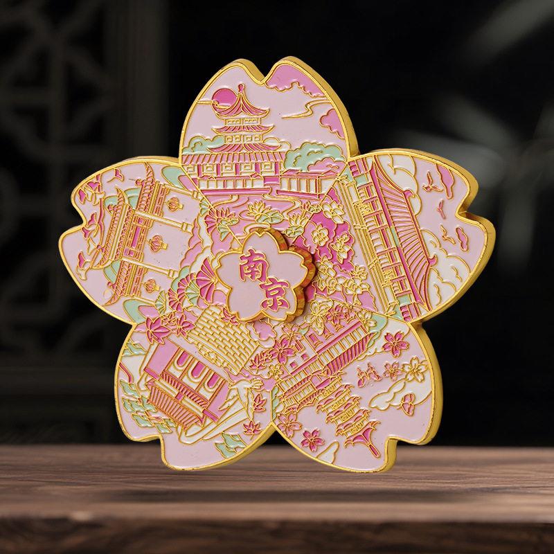 南京旋转冰箱贴金属字体文字磁吸小粉炉磁性贴文创礼品旅游纪念品
