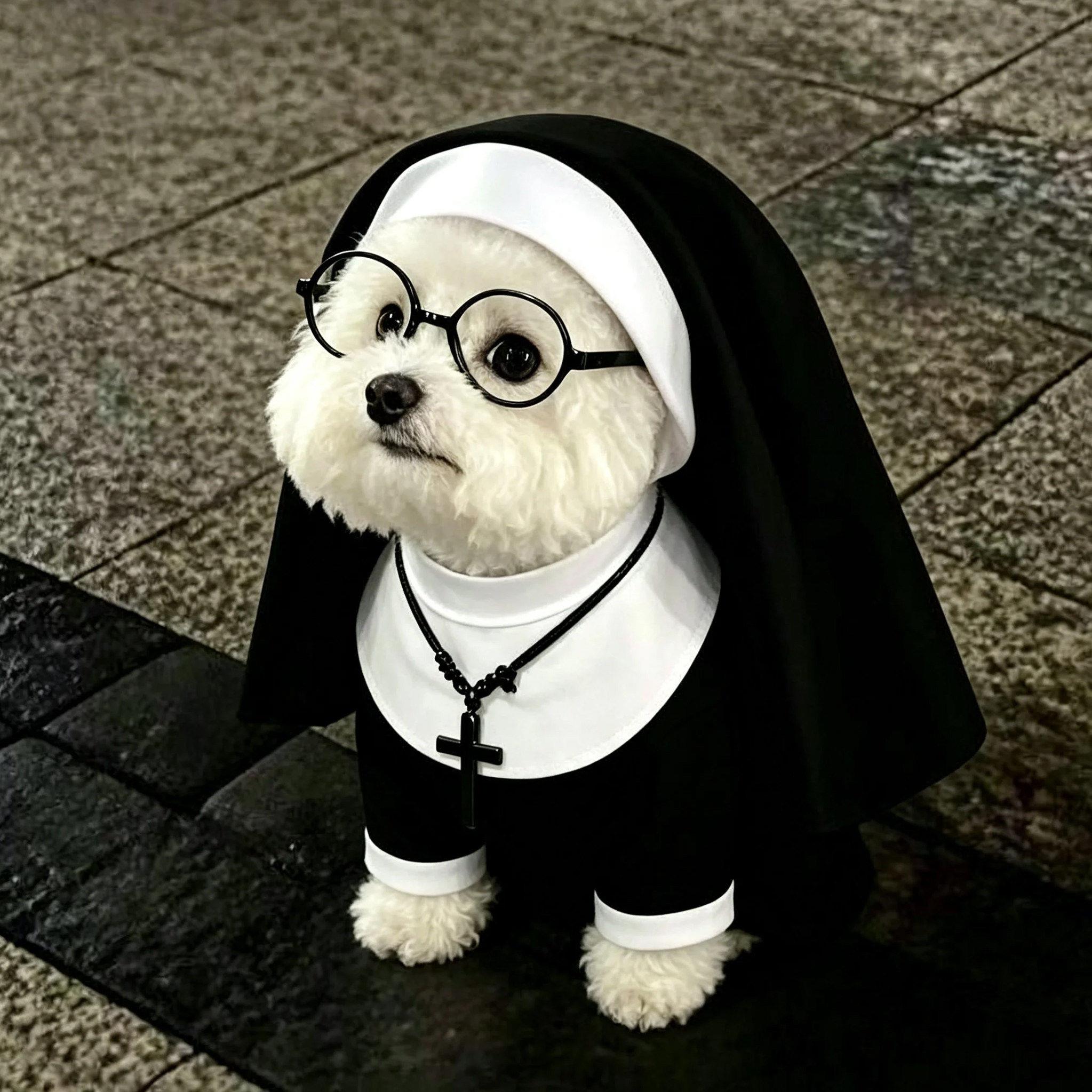 狗狗衣服万圣节搞笑修女服中小型犬宠物cos拍照猫咪搞怪变身服装