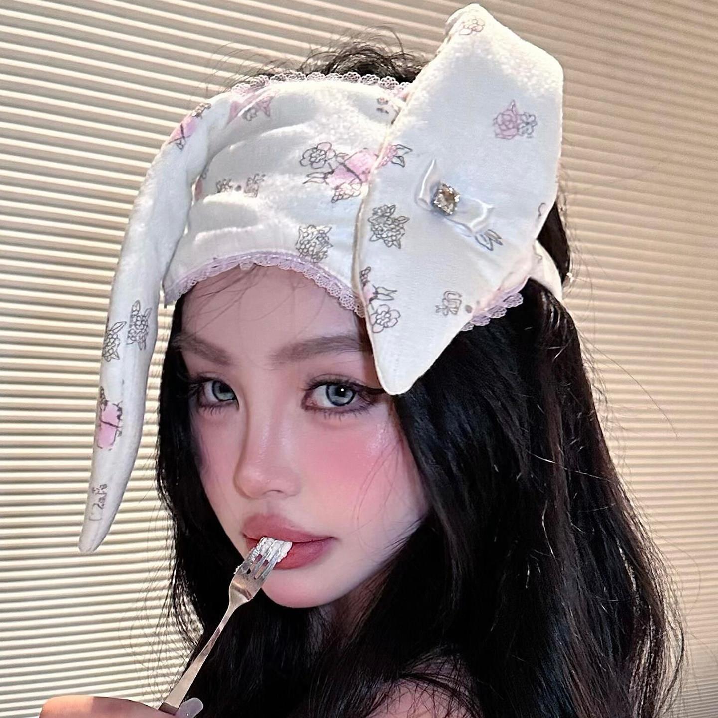 兔子耳朵眼罩女可爱二次元洗脸头巾发带缓解疲劳睡眠遮光睡觉专用