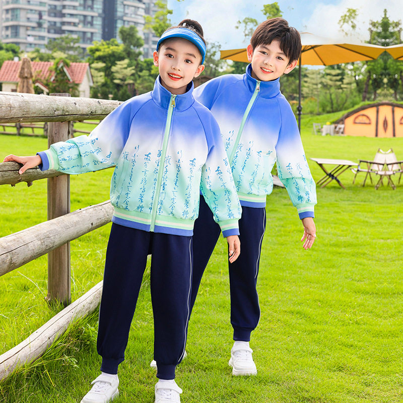 小学生春秋中国风校服儿童班服学院风幼儿园初中运动服两件套套装