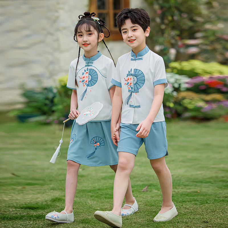 幼儿园园服夏装民族风儿童班服小学生校服套装夏季中国汉服毕业照
