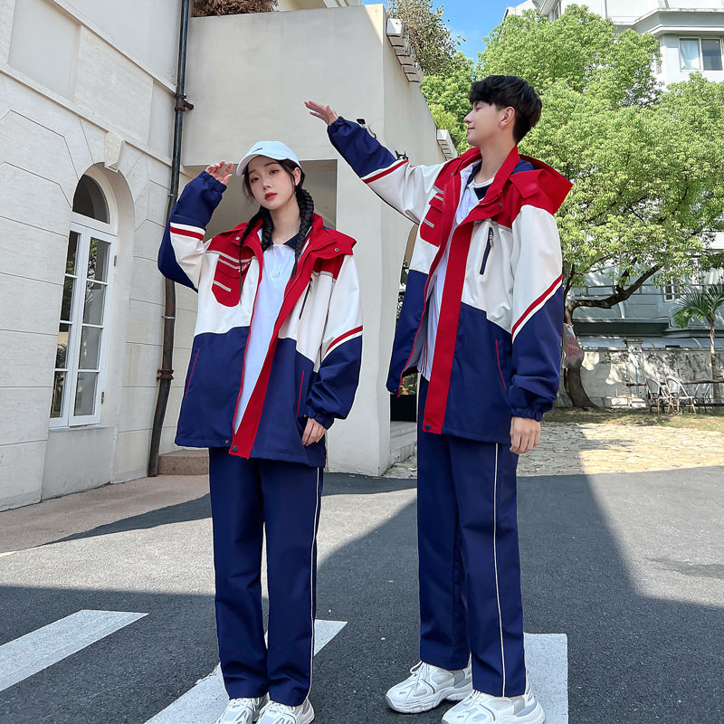 运动会学生班服秋冬情侣工装外套加绒学院风风衣初中高中生校服潮