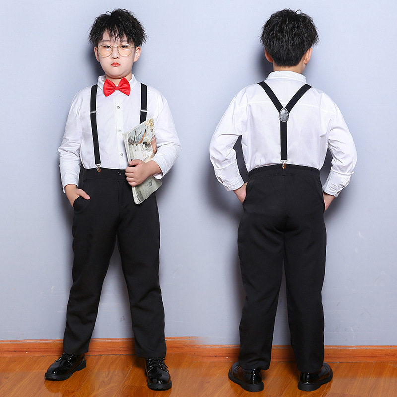 男童白色衬衫胖童儿童长袖宽松加大小学生中大童加肥白色衬衣校服