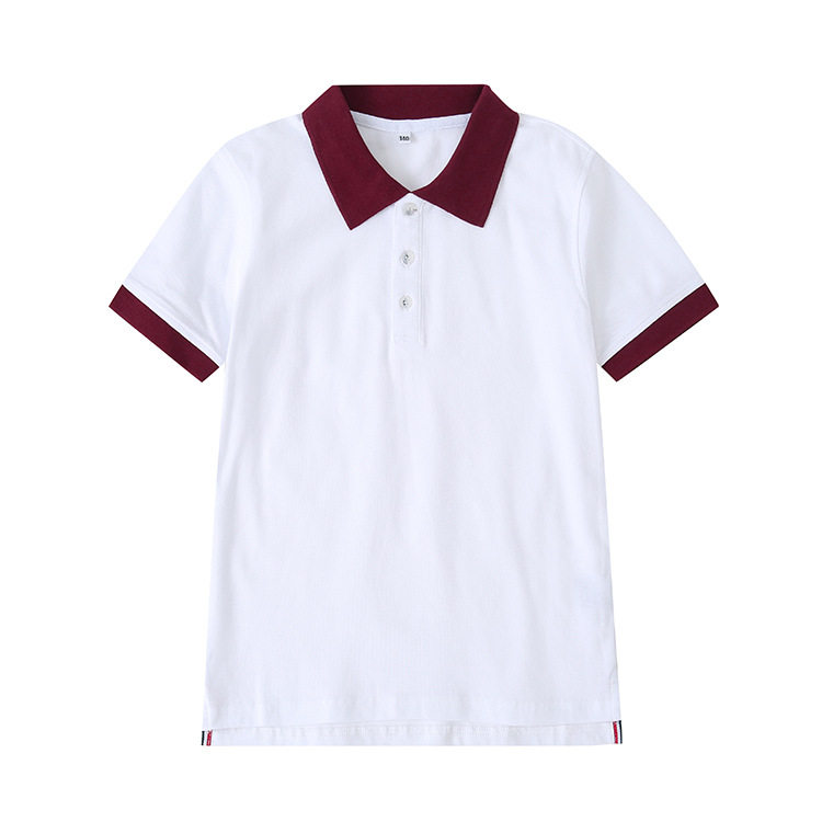 中小学生校服学院风英伦风园服夏装白色短袖上衣纯色衣领