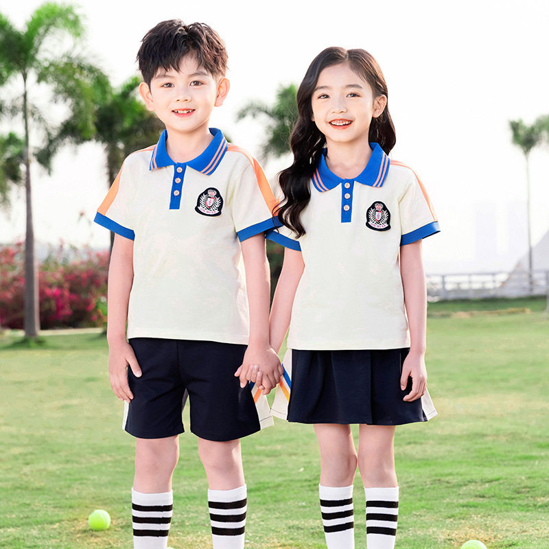 金米儿幼儿园园服夏装短袖套装学院风毕业儿童校服夏季小学生班服