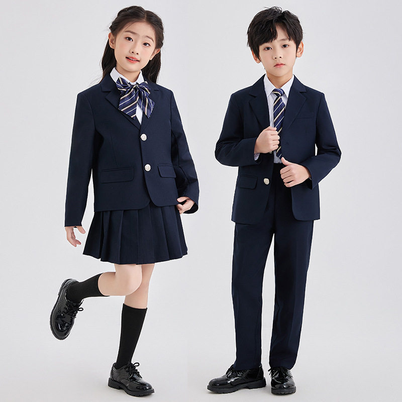 春夏新品儿童校服幼儿园园服西装英伦学院风班服主持表演藏青套装