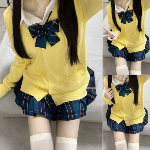 日系jk制服学院风冬季套装款秋冬v领开衫毛衣外套学生校服班服