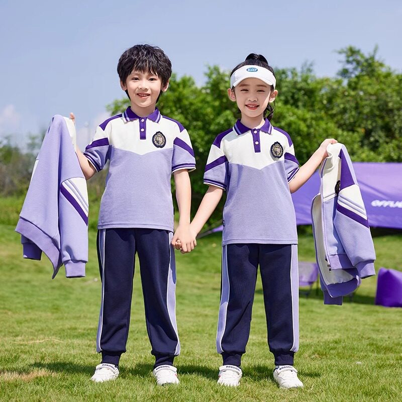小学生校服套装夏季短袖儿童运动班服三件套幼儿园教师园服春秋装