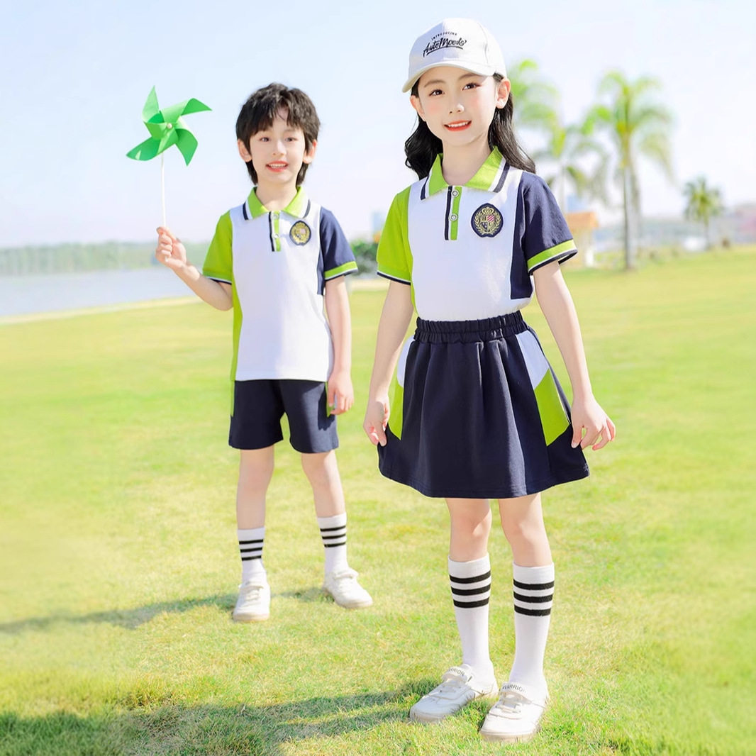 学院风绿色校服套装中小学生班服春夏新儿童棒球服四件套幼儿园服