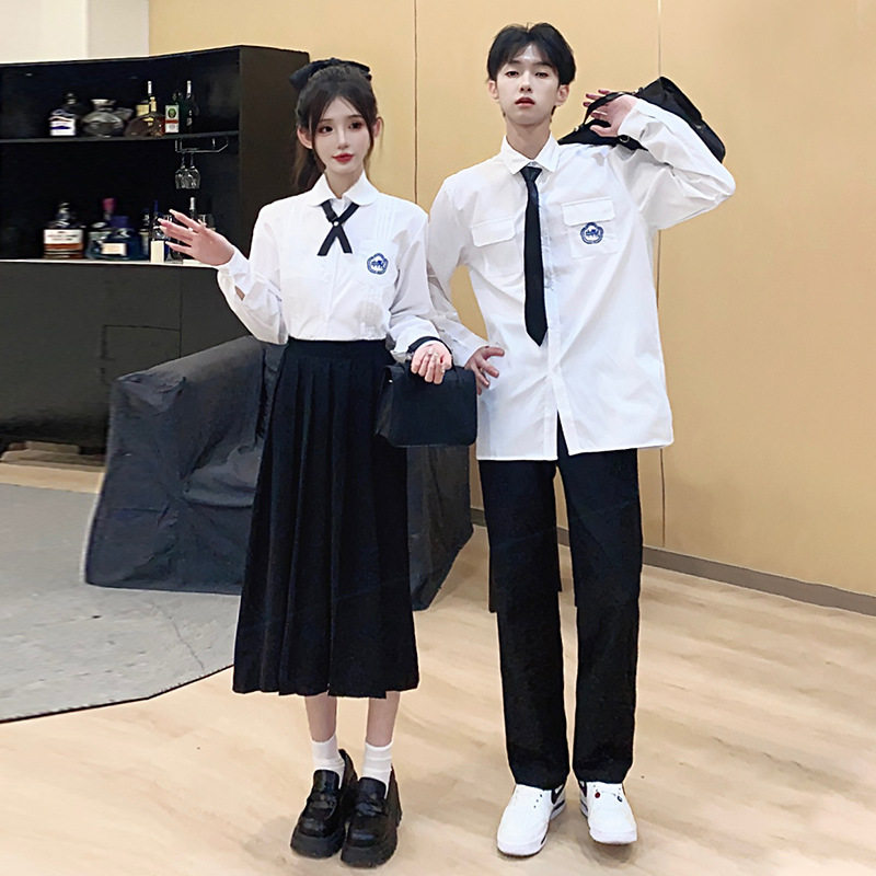 台湾师大附中白衬衫校服套装jk短袖学院风高三学生毕业季班服日系