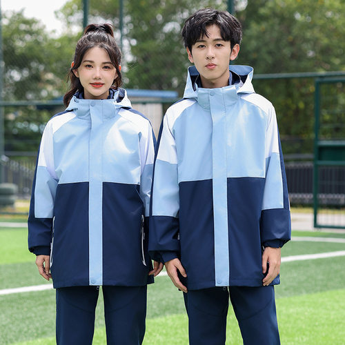 冬季初高中生冲锋衣校服三合一小学生秋季班服中学生运动套装防寒