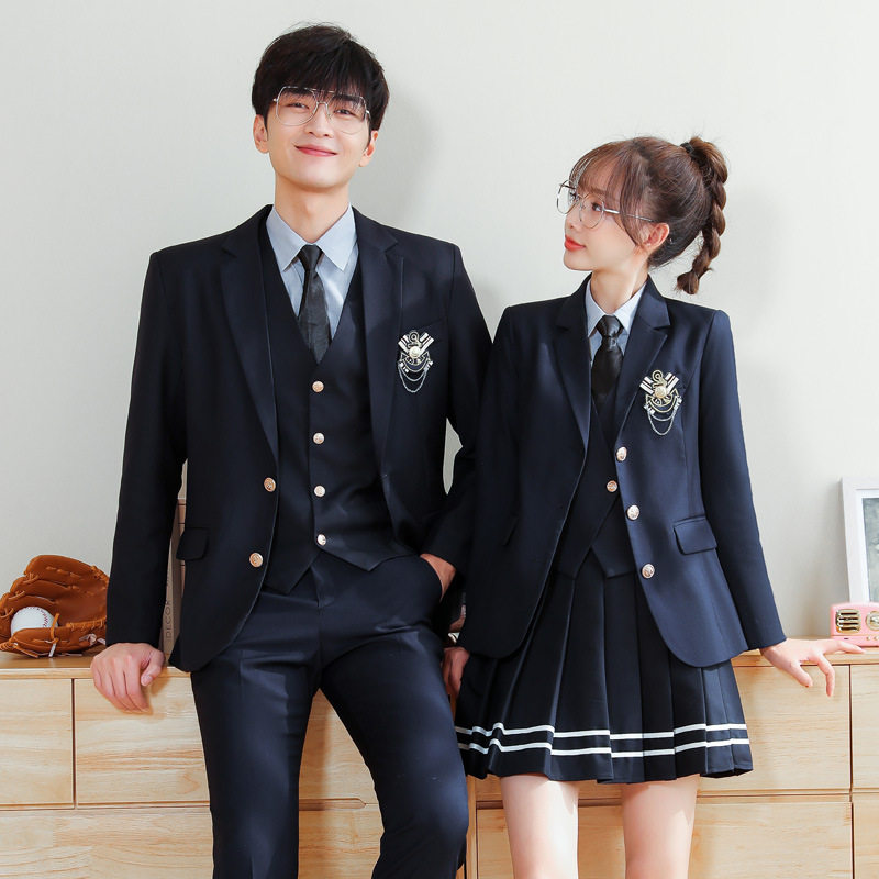 春秋男女职业西装学院风三件套jk西服套装气质学生校服工作服高中
