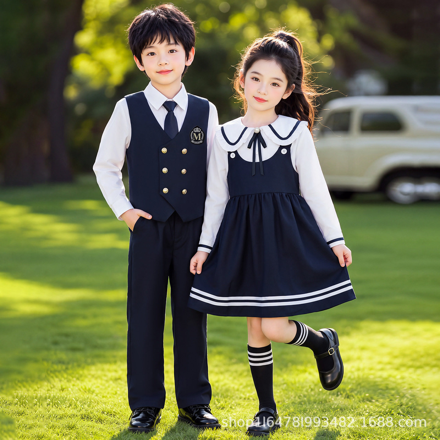 幼儿园园服秋季班服小学生合唱演出服礼服套装春秋儿童校服两件套