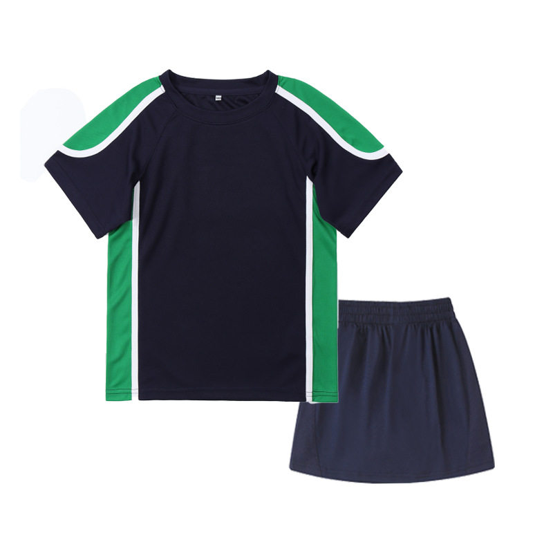 学生校服短袖英伦风夏季校服速干透气半袖藏青拼绿色中学小学