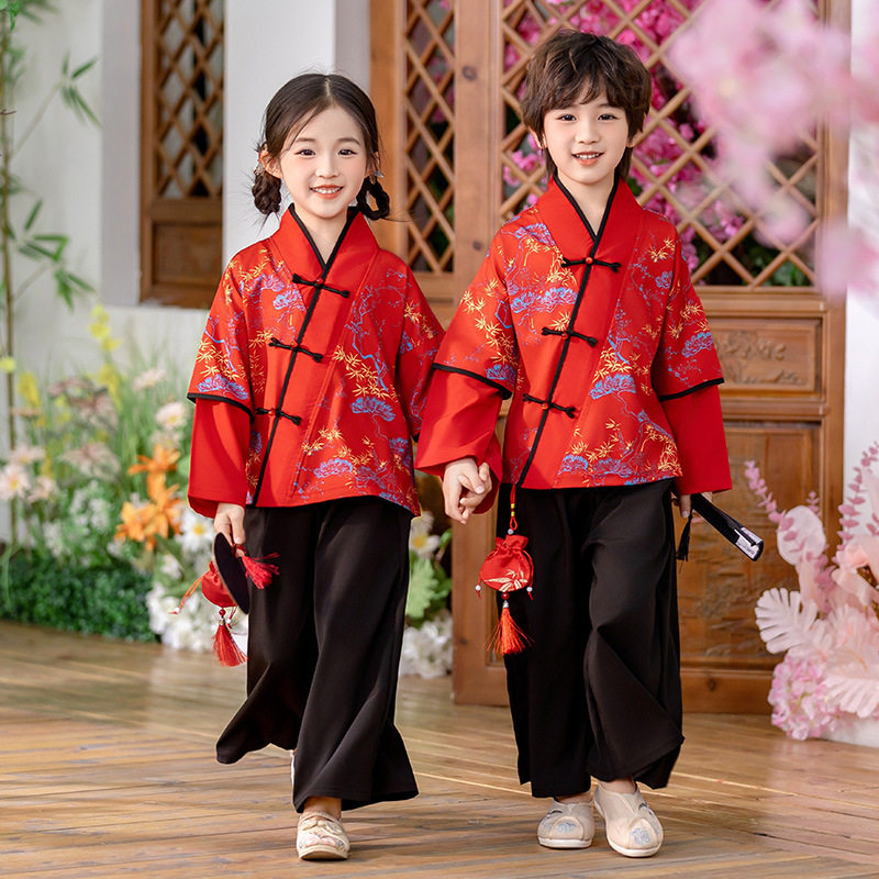 幼儿园园服新款春秋装汉服棉小学生校服民族风儿童班服套装中国风