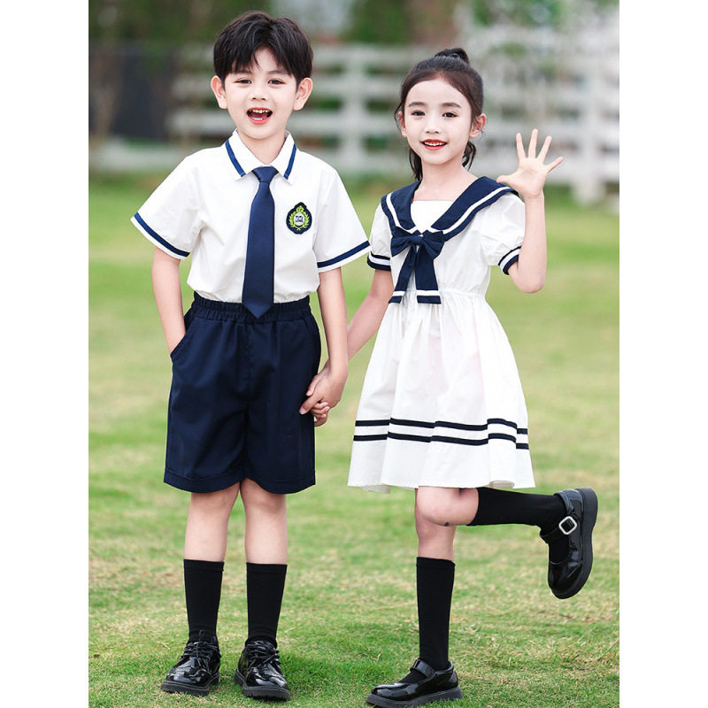 幼儿园园服夏装英伦海军风小学生校服夏季纯棉儿童毕业照班服套装