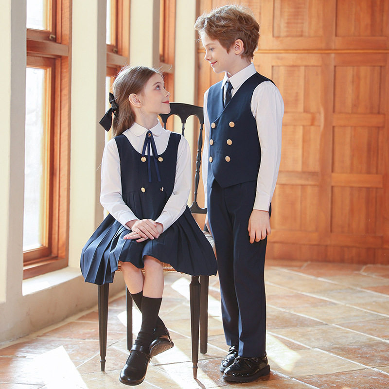 小学生校服幼儿园园服儿童班服英伦学院风连衣裙套装六一演出服