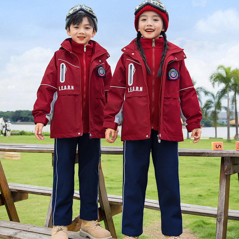 小学生校服秋冬加厚防寒班服三合一冲锋衣英伦风三件套幼儿园园服