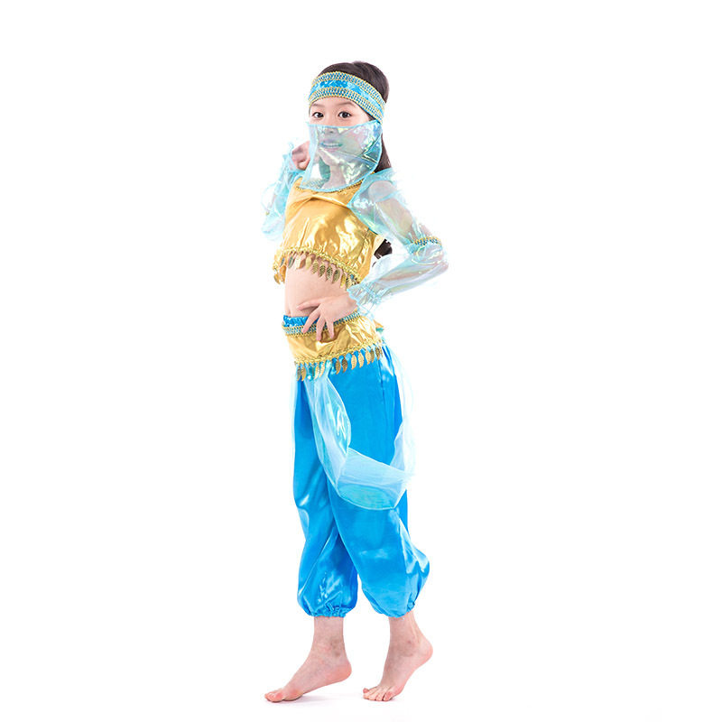 万圣节茉莉公主裙儿童 阿拉丁神灯女童肚皮舞蹈印度演出服装