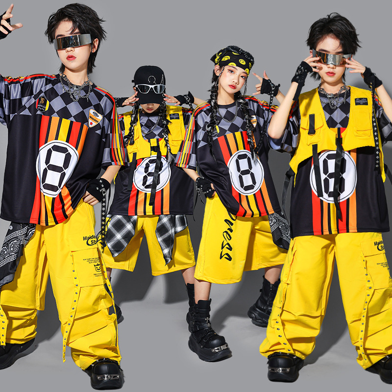 儿童hiphop街舞服装男童嘻哈马甲套装少儿架子鼓演出服男孩童装