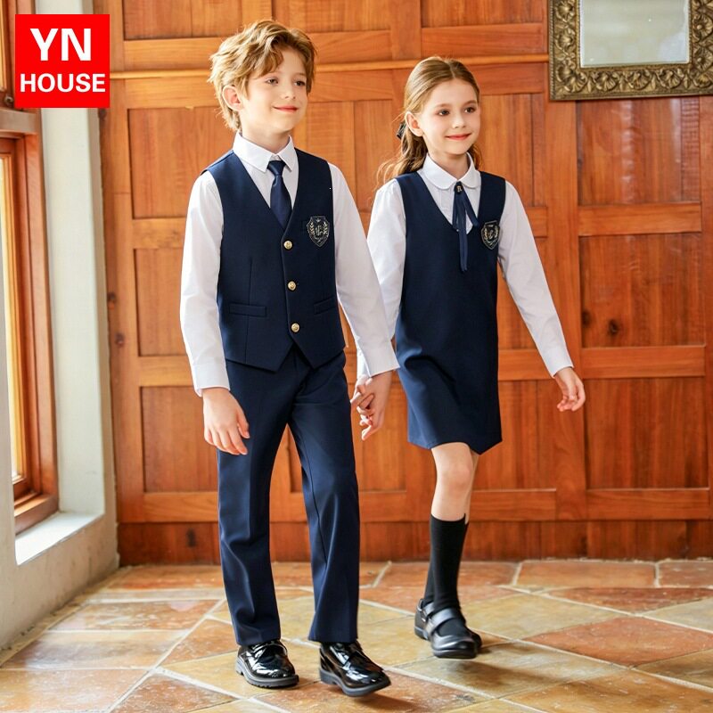 小学生校服秋新品女童连衣裙男女学院风合唱班服幼儿园园服套装