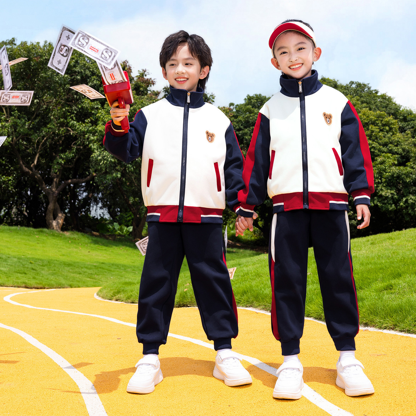 幼儿园园服秋冬校服小学生班服加厚冲锋衣三件套儿童运动会服套装