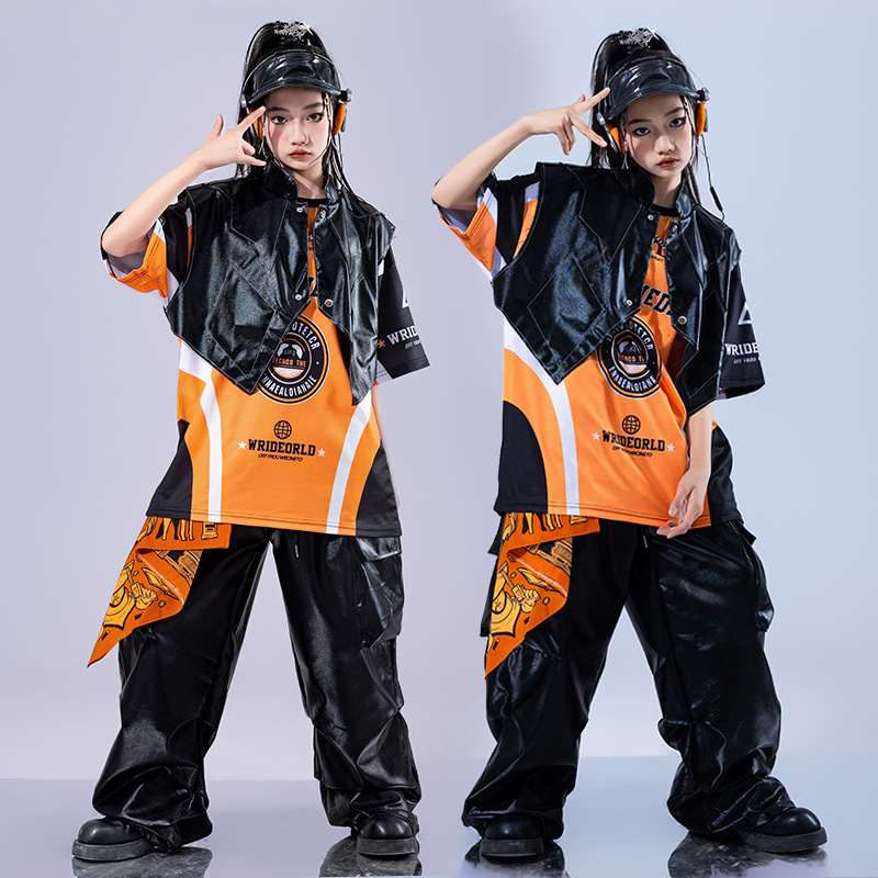 街舞儿童潮服hiphop童装少儿服装男童架子鼓演出服嘻哈潮牌套装