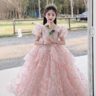 儿童礼服2025新款女童主持人绝美高端小女孩公主裙钢琴演奏