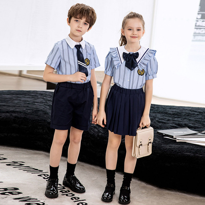 2023幼儿园园服夏装小学生校服衬衫班服夏季学院拍摄英伦风毕业服