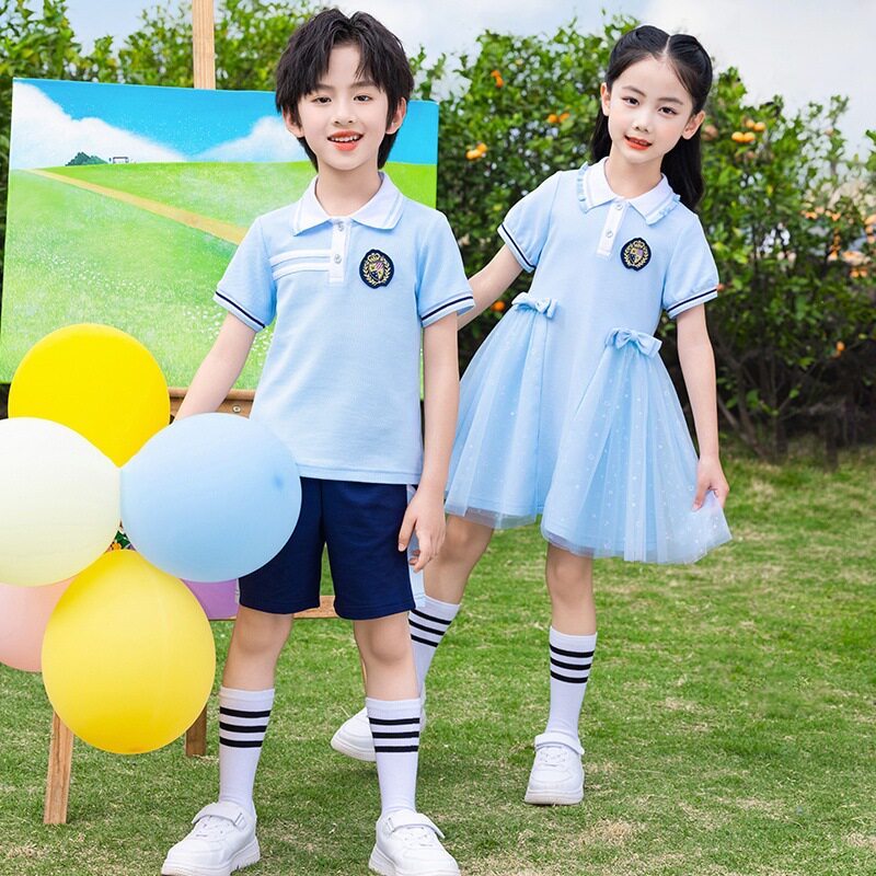 幼儿园园服夏装小学生校服毕业照夏季61表演服运动会连衣裙班服