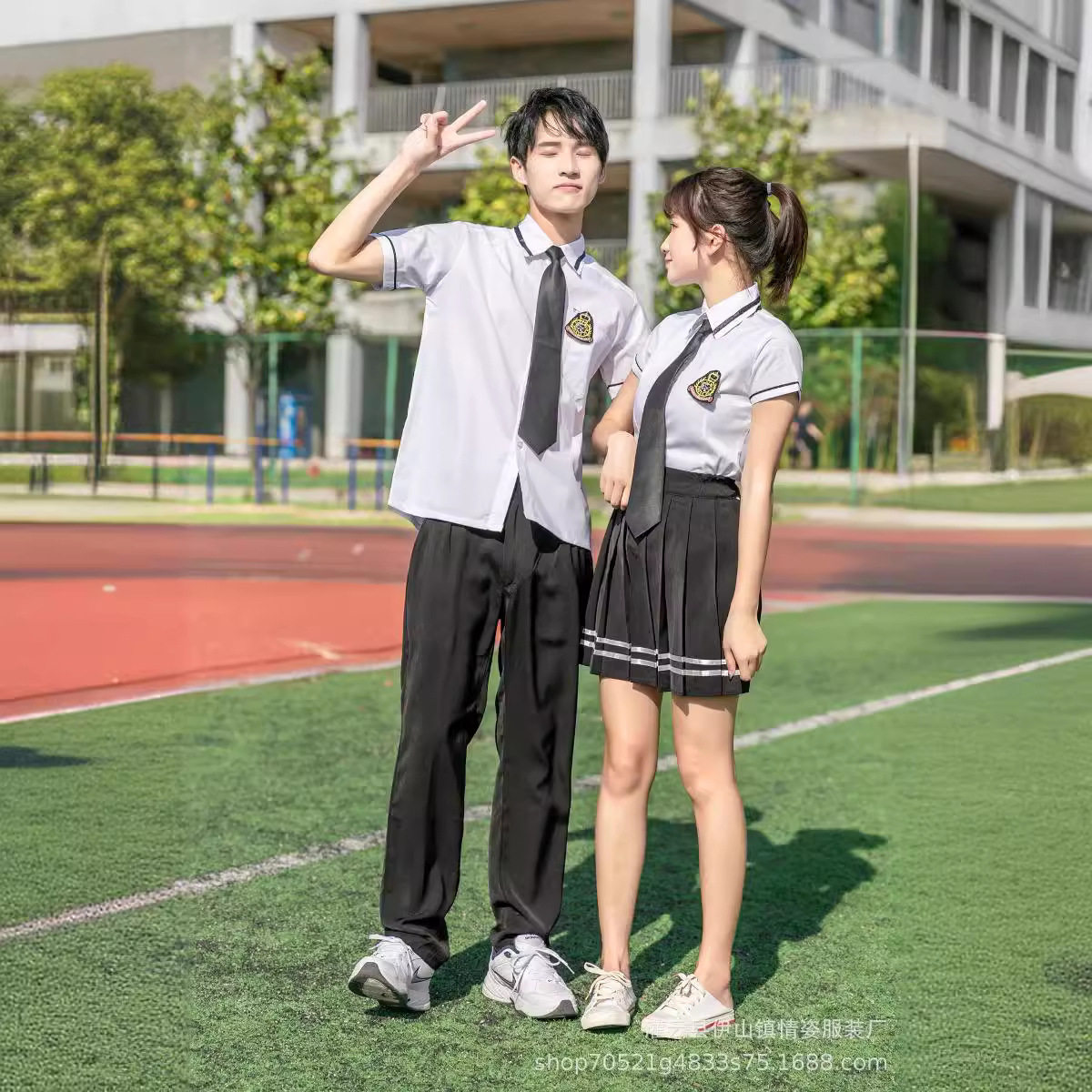 夏季高中初中大学校服班服学生套装韩国男女衬衫英伦学院风表演服